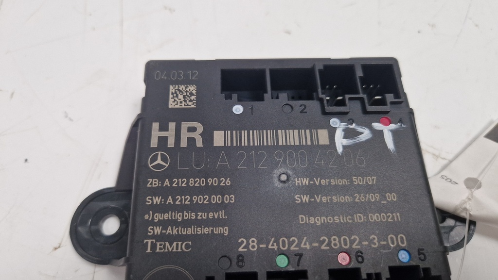 [MTD-510480] Unidad de control de puerta trasera derecha Mercedes Clase E W212 E 250 CDI A2129004206