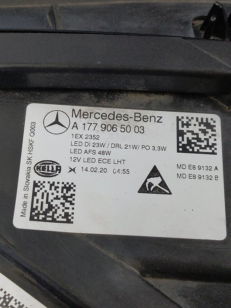 [MTD-531023] Faro derecho Mercedes Clase A W177 2020 M282 282.914 1.3 A1779065003