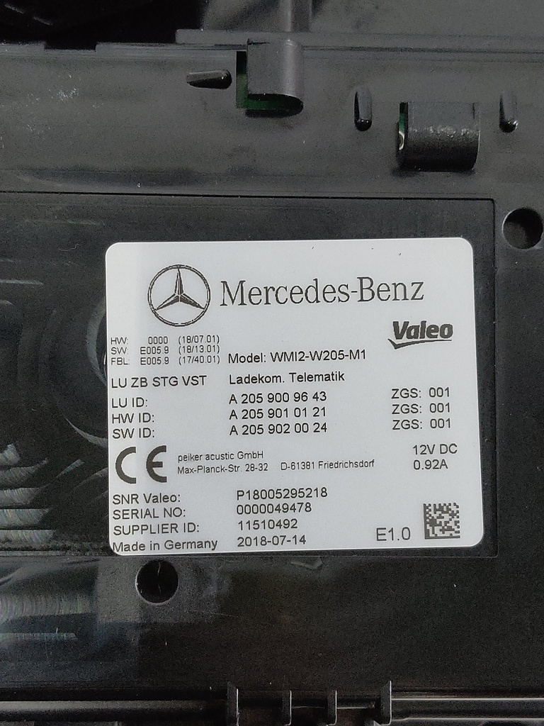 [MTD-531308] Consola central Mercedes Clase C W205 2018 OM654.920 2,0 C 220 d A2056803805
