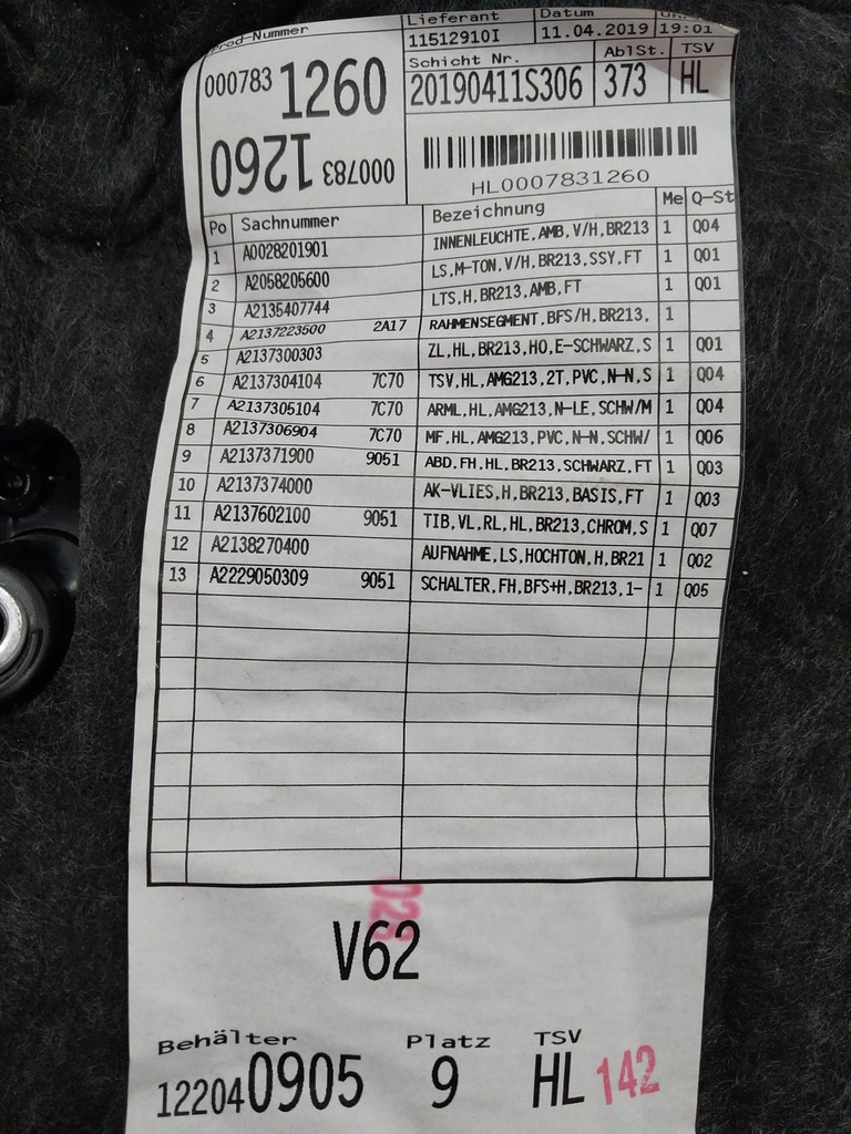 [MTD-530580] Revestimiento interior de la puerta trasera izquierda Mercedes Clase E W213 E63 AMG A2137300100