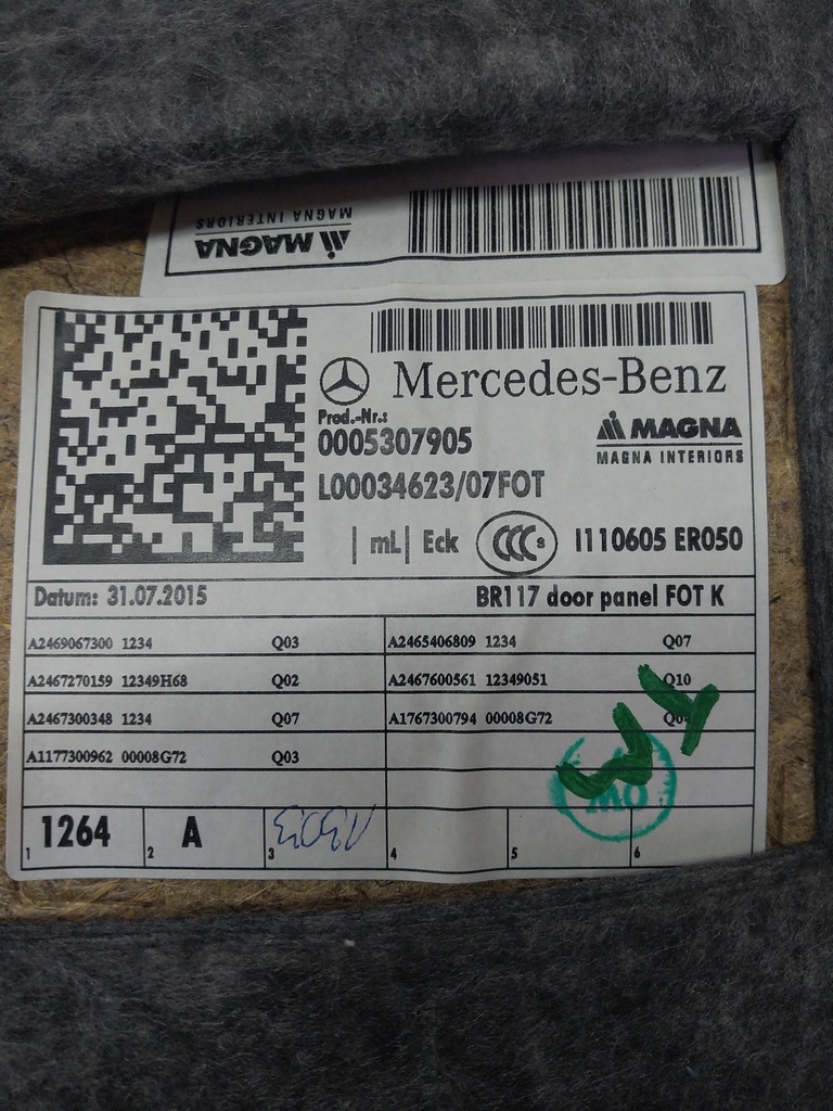 [MTD-505658] Embellecedor de puerta Mercedes CLA 180 Coupé C117 1.6 M270.910
